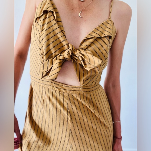 Mustard Linen Romper - Picture 1 of 3